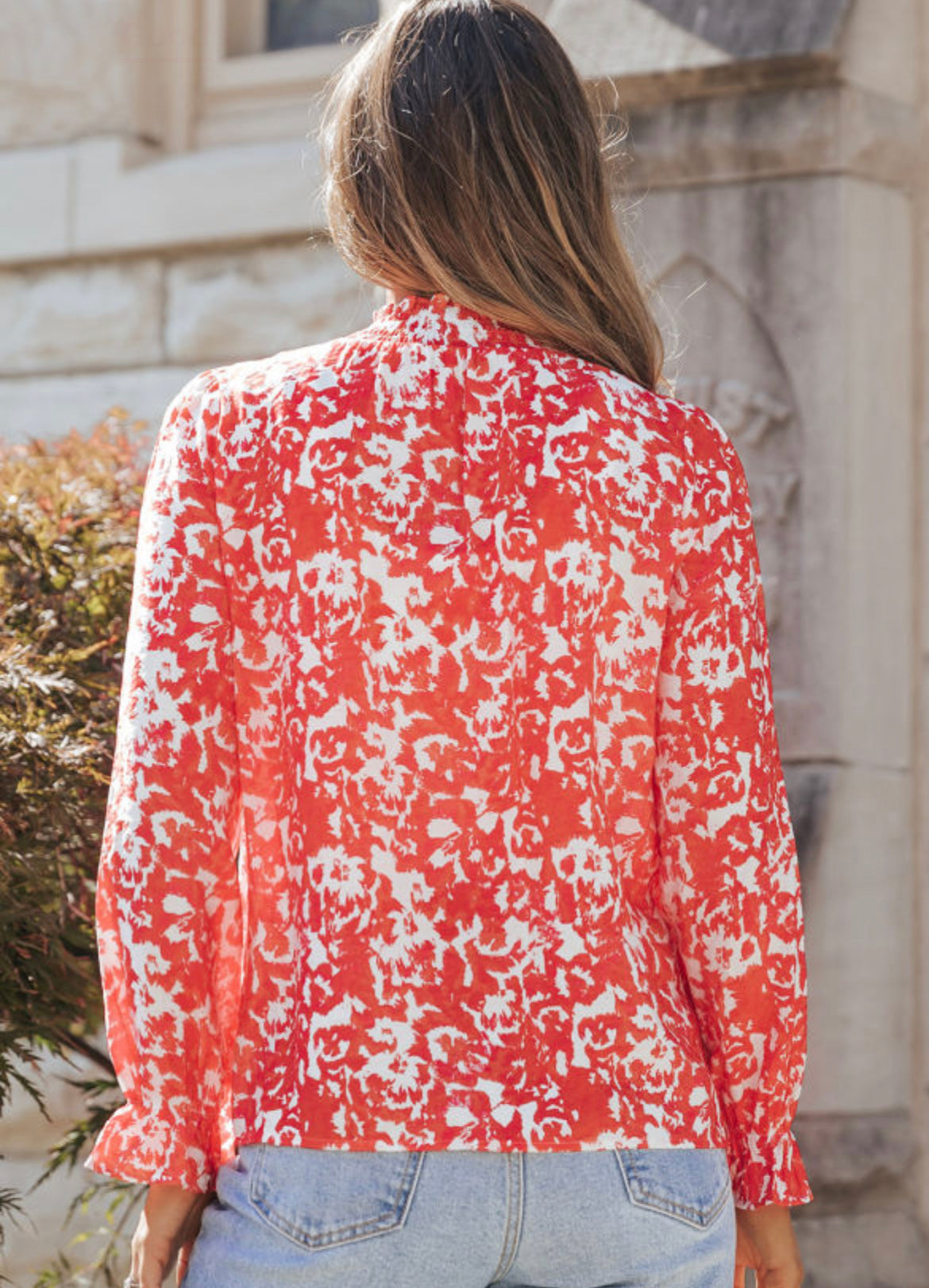 Red Floral Blouse