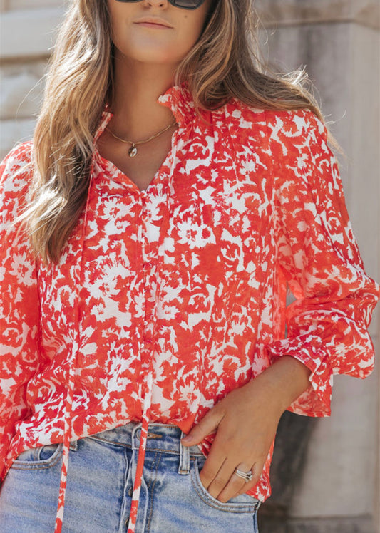 Red Floral Blouse