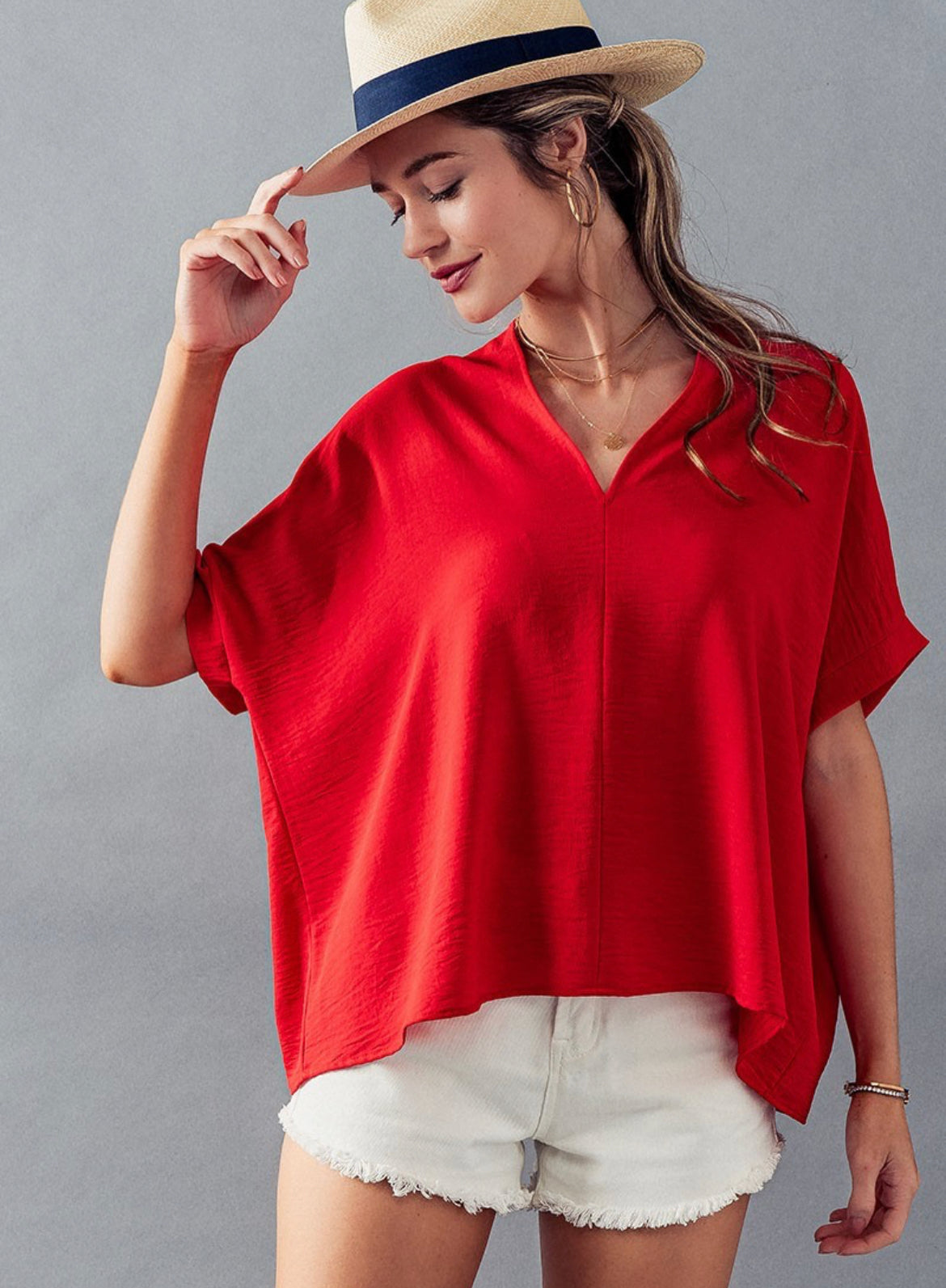 Oversized V Neck Top