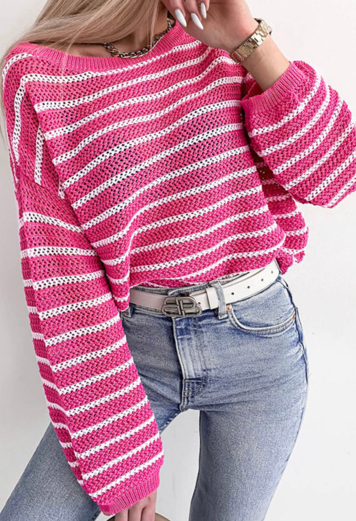 Pink striped sweater