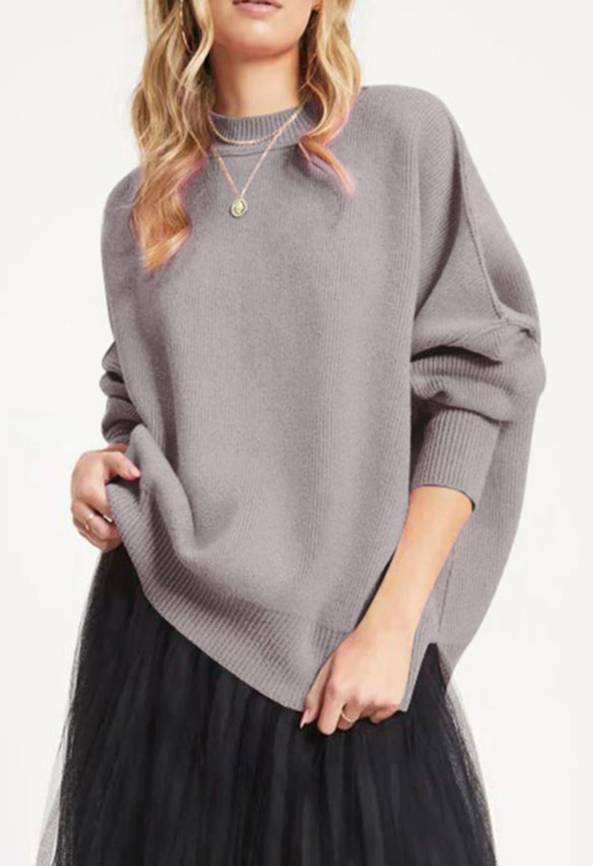 Oversized drop shoulder sweater