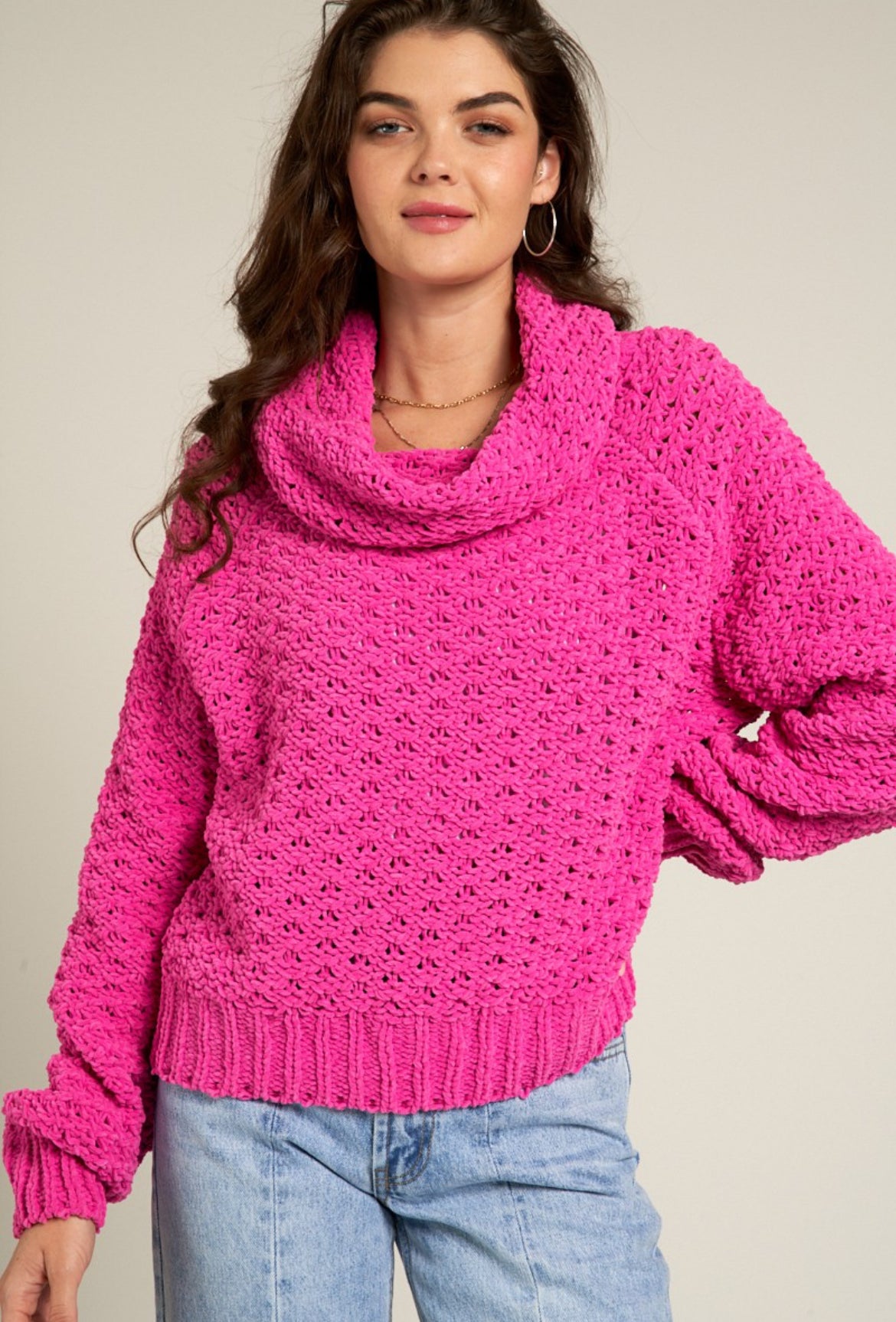 Pink cowl neck sweater