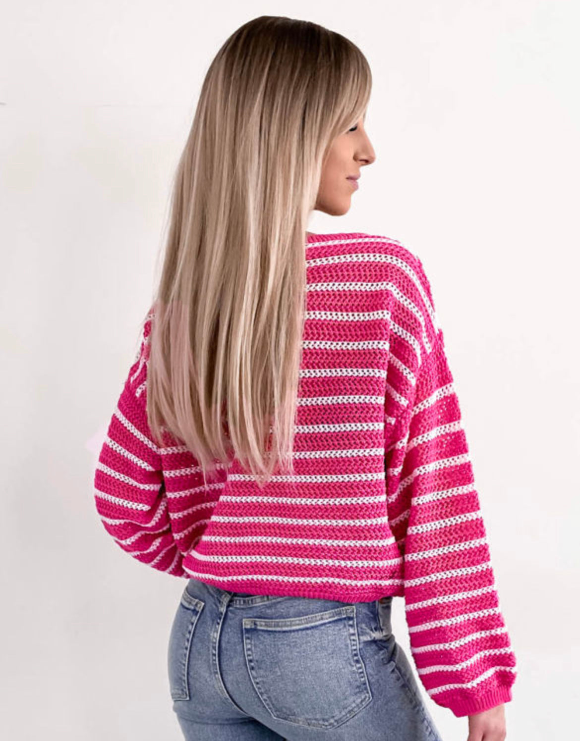 Pink striped sweater