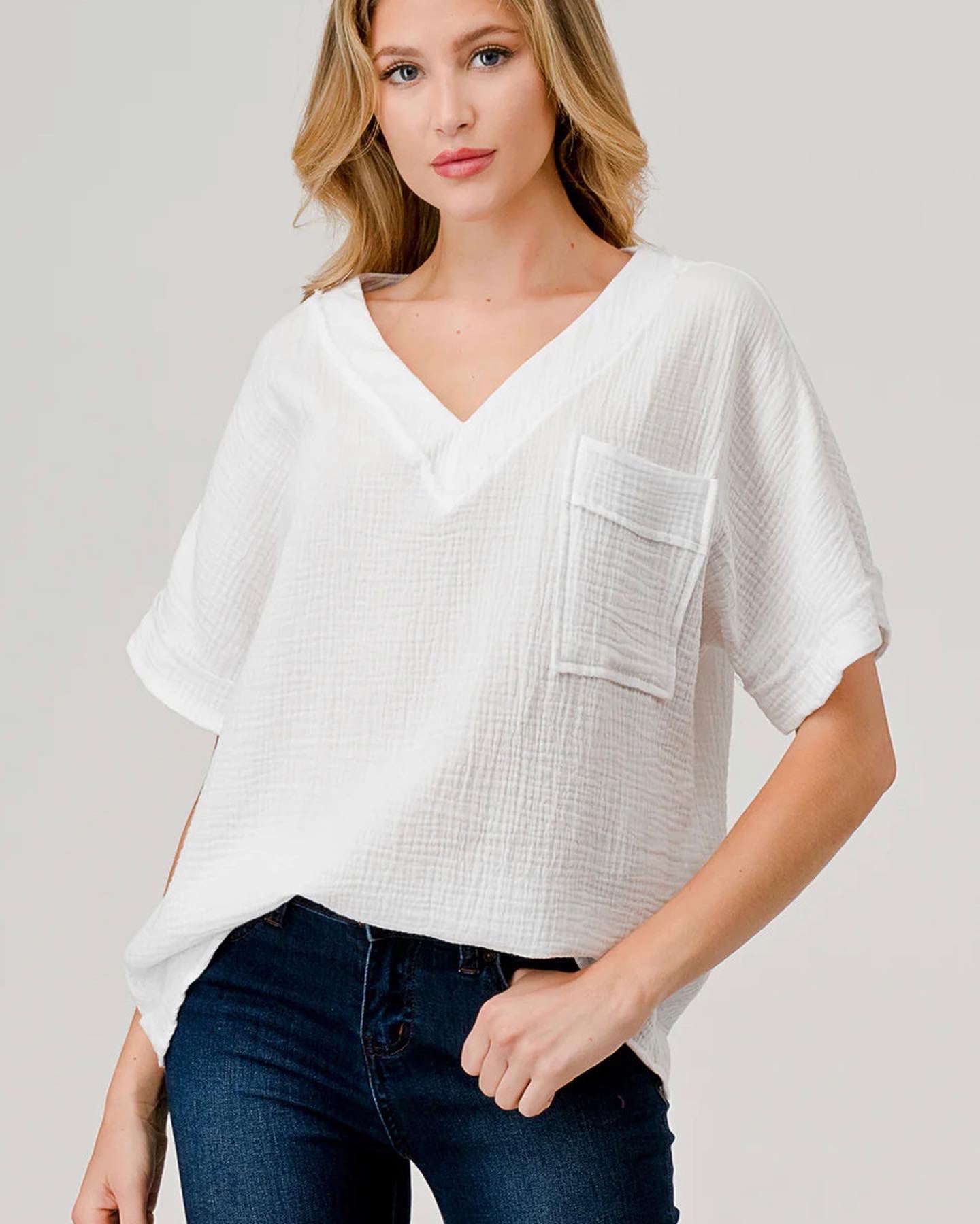 Gauze white top