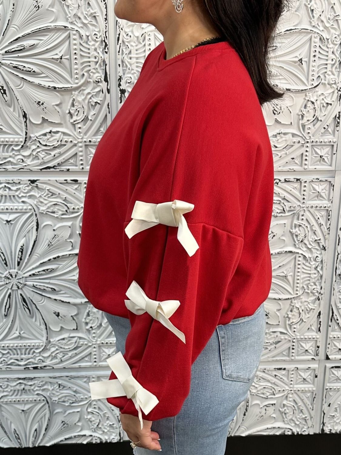 Contrast Bow Sweatshirt