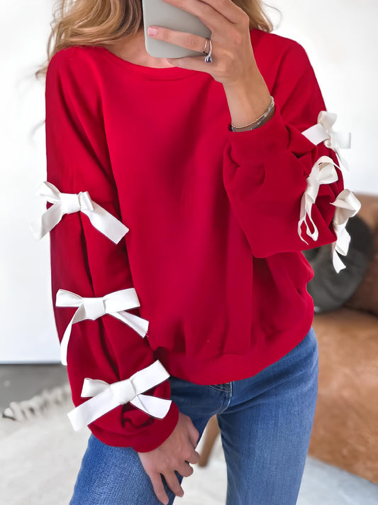 Contrast Bow Sweatshirt