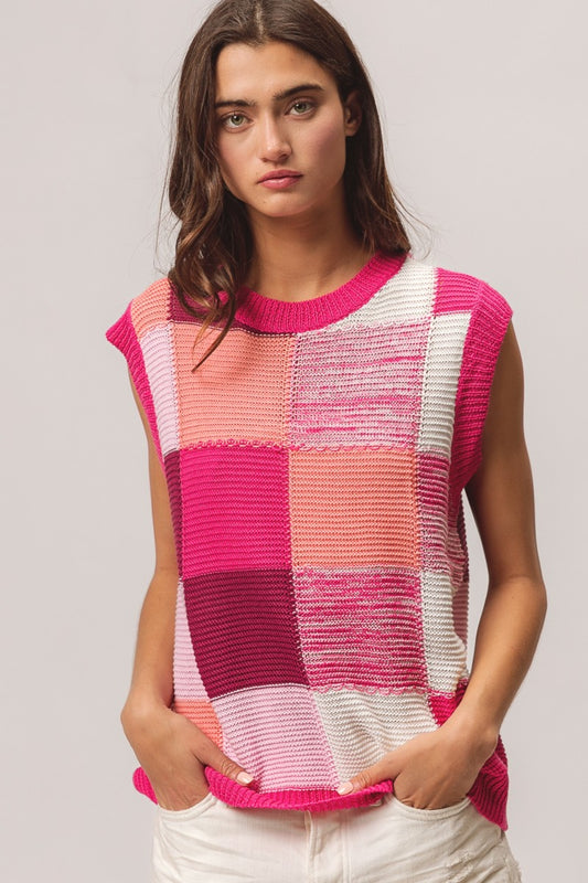 Color Block Sweater Vest