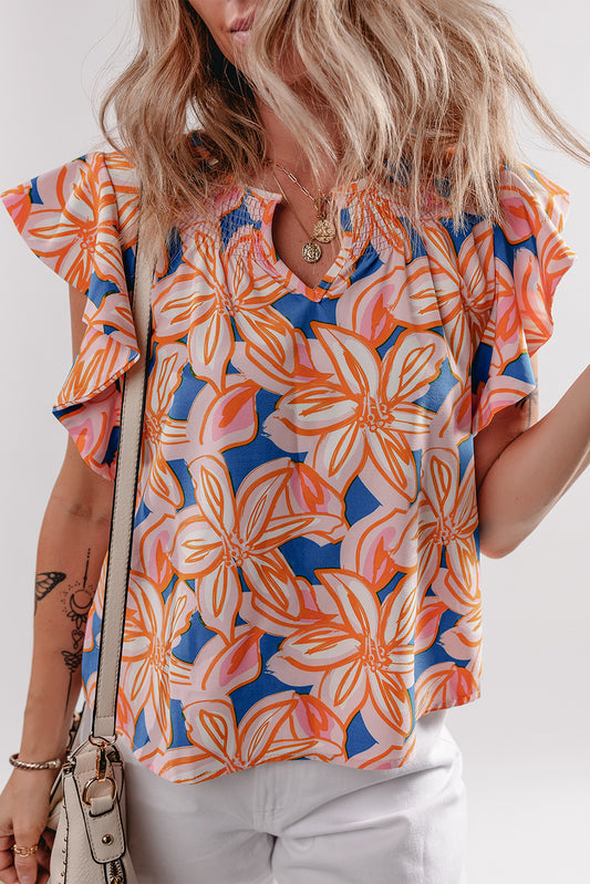 Orange Floral Blouse