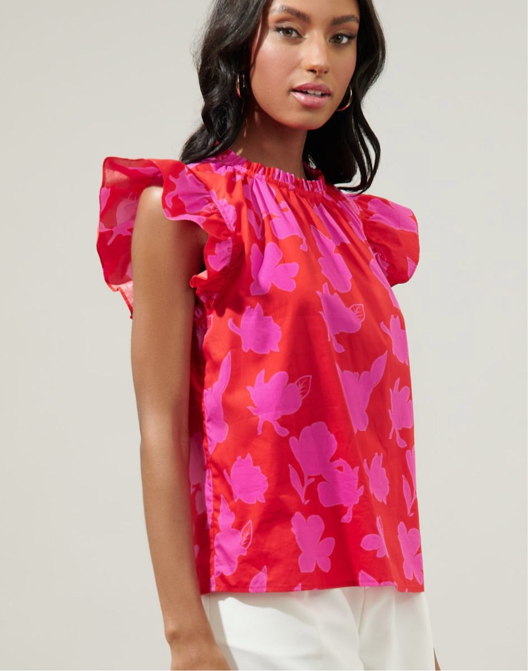 Raspberry bliss cap sleeve top