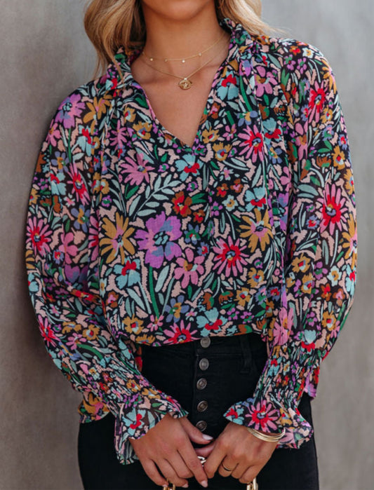 Long sleeve floral blouse