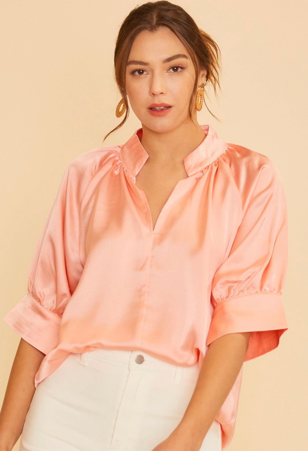 Satin V Neck Blouse