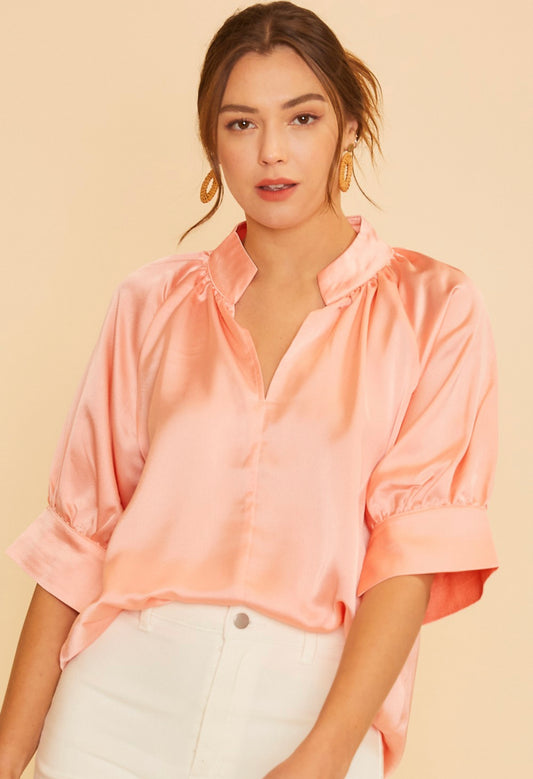 Satin V Neck Blouse