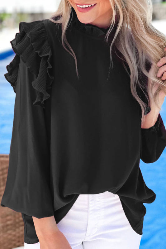 Black ruffle top