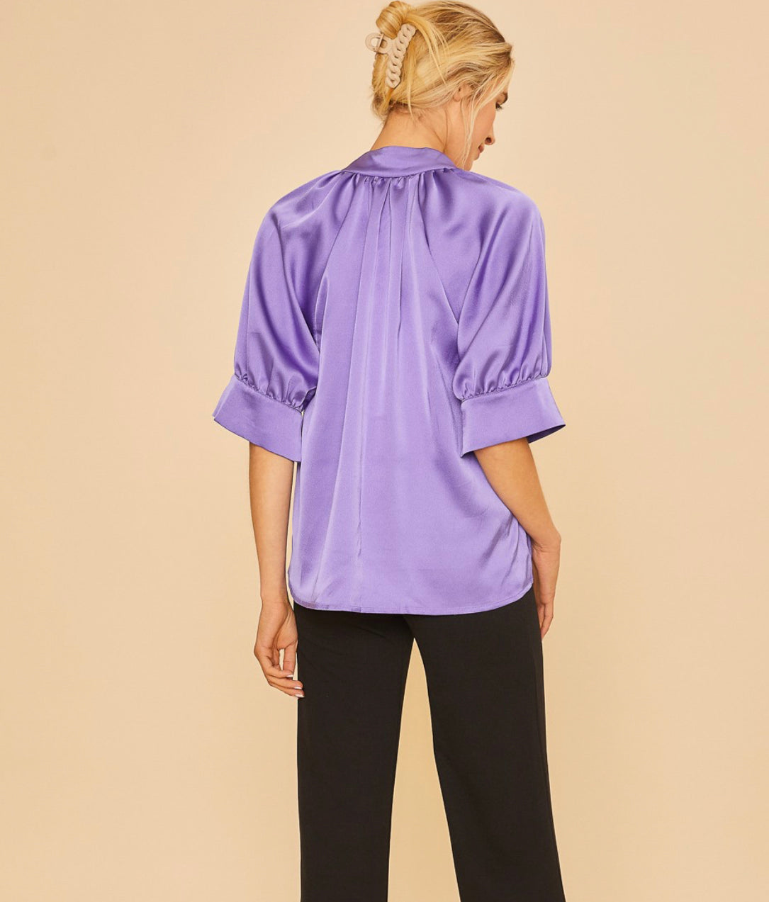Satin V Neck Blouse