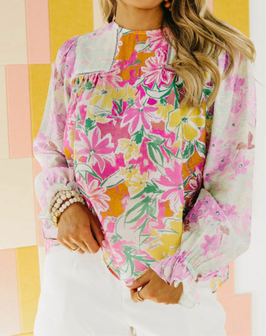 Floral patchwork blouse