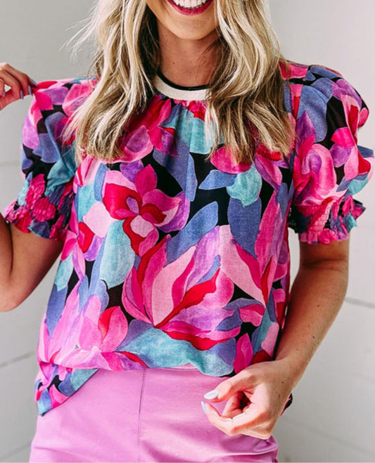 Puff sleeve floral top