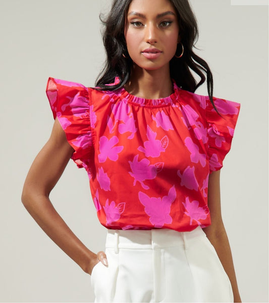 Raspberry bliss cap sleeve top