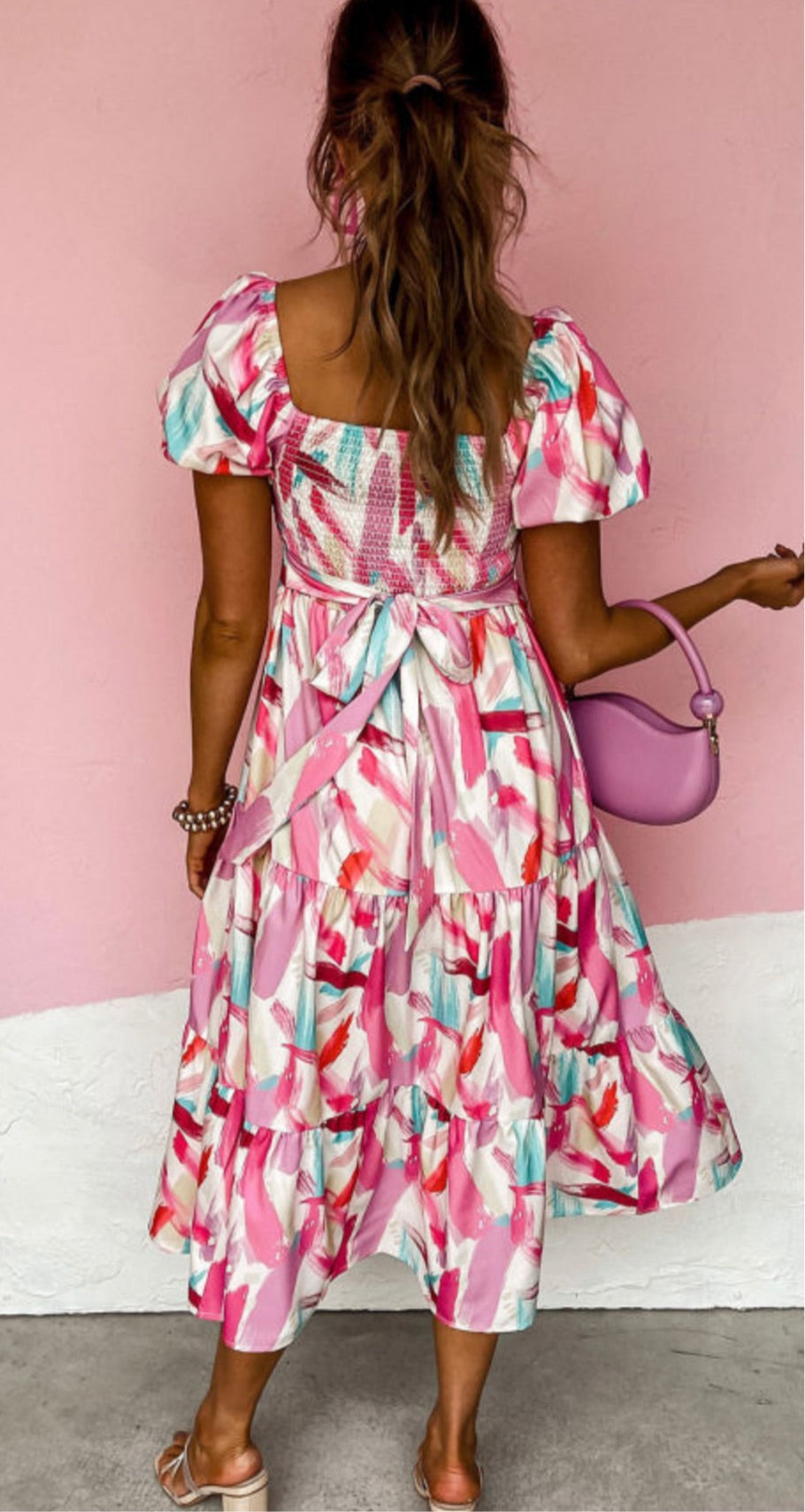 Pink brush strokes dress