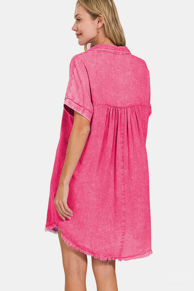 zenana linen dress Zenana Cotton Double Gauze Solid Womens Dress S-XL Coral Apparel Garden